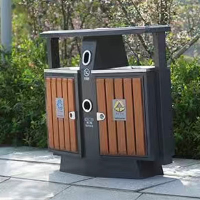 鍍鋅板分類戶外垃圾箱 公園小區(qū)室外雙桶垃圾桶 大號(hào)景區(qū)垃圾桶